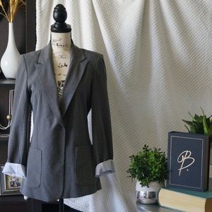 Hanna & Gracie Gray Blazer Pin Stripped Cuffs